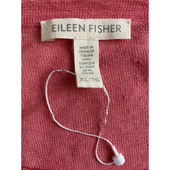 Eileen Fisher Pink Linen Nylon‎ Fine Knit Asymmetrical Top Tee Shirt XL Beachy - Picture 3 of 12